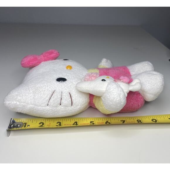 Vintage 2004 Sanrio Smiles Hello Kitty Plush 10” Holding Mini Bunny Pink Yellow - Picture 10 of 10